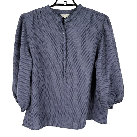 Max Studio three quarter sleeve pullover button blouse top blue size 2X - Picture 1 of 7